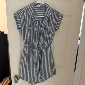 Striped button up t shirt dress